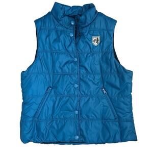 American Eagle Outfitters Blue Puffer Vest L Quilted Sleeveless Jacket Fleece